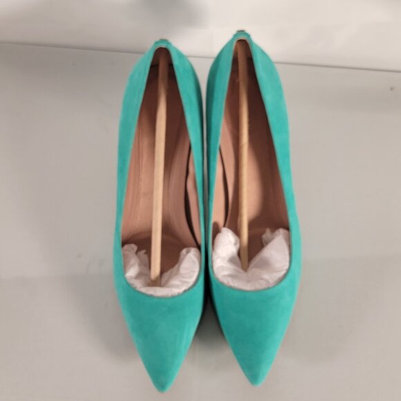 Cole Haan Go To Park Pump Turquoise Suede High Heel - Picture 6 of 11